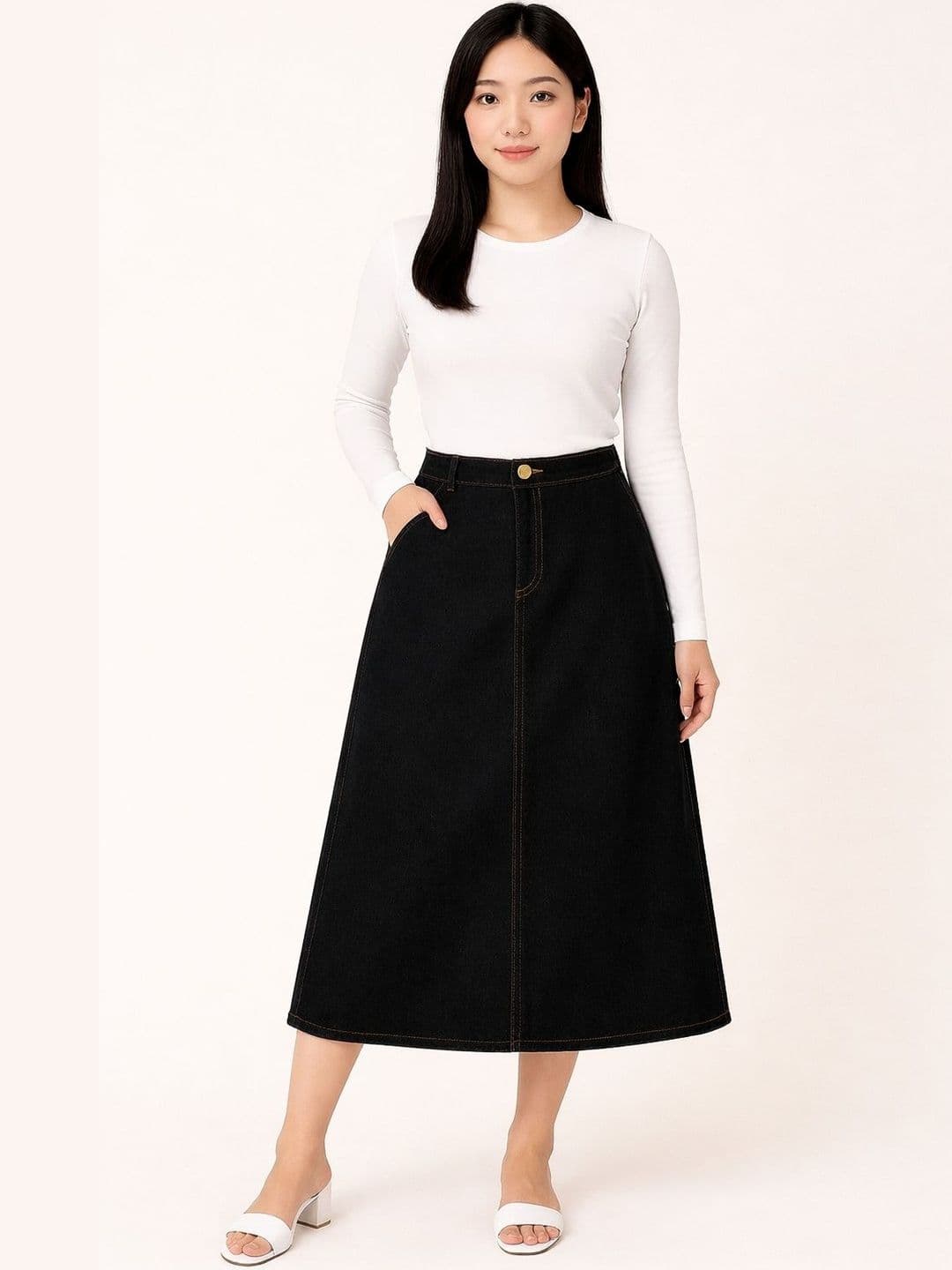 Tripursundari Fashion A-Line Curved Maxi Skirts - view 1