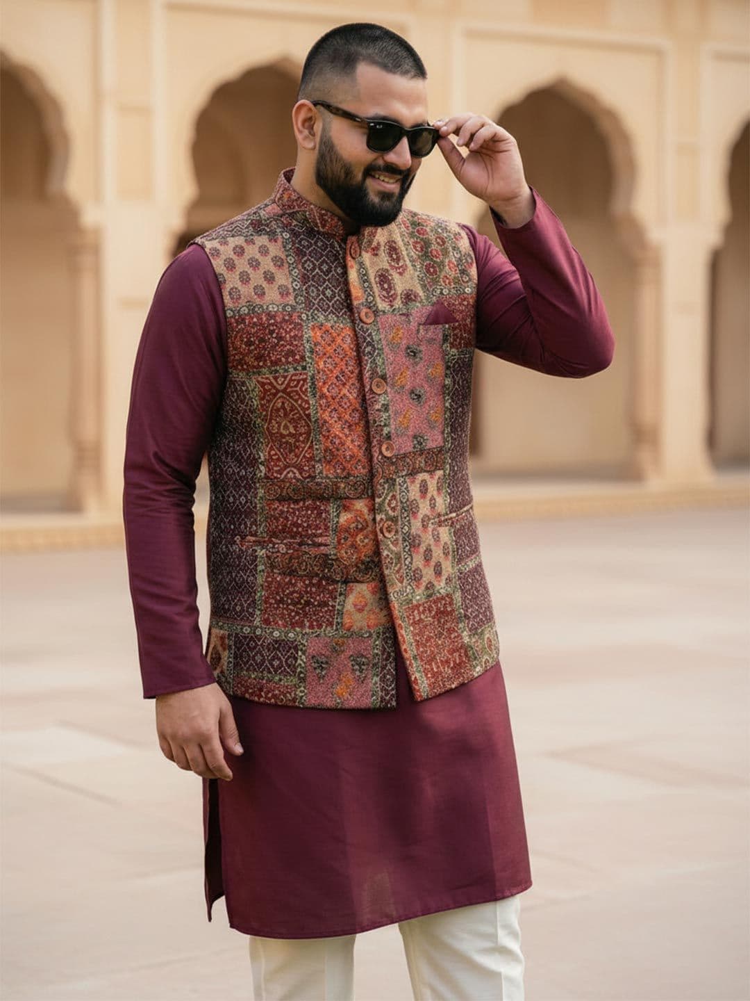 KISAH Plus Size Men Printed Jacket - view 1