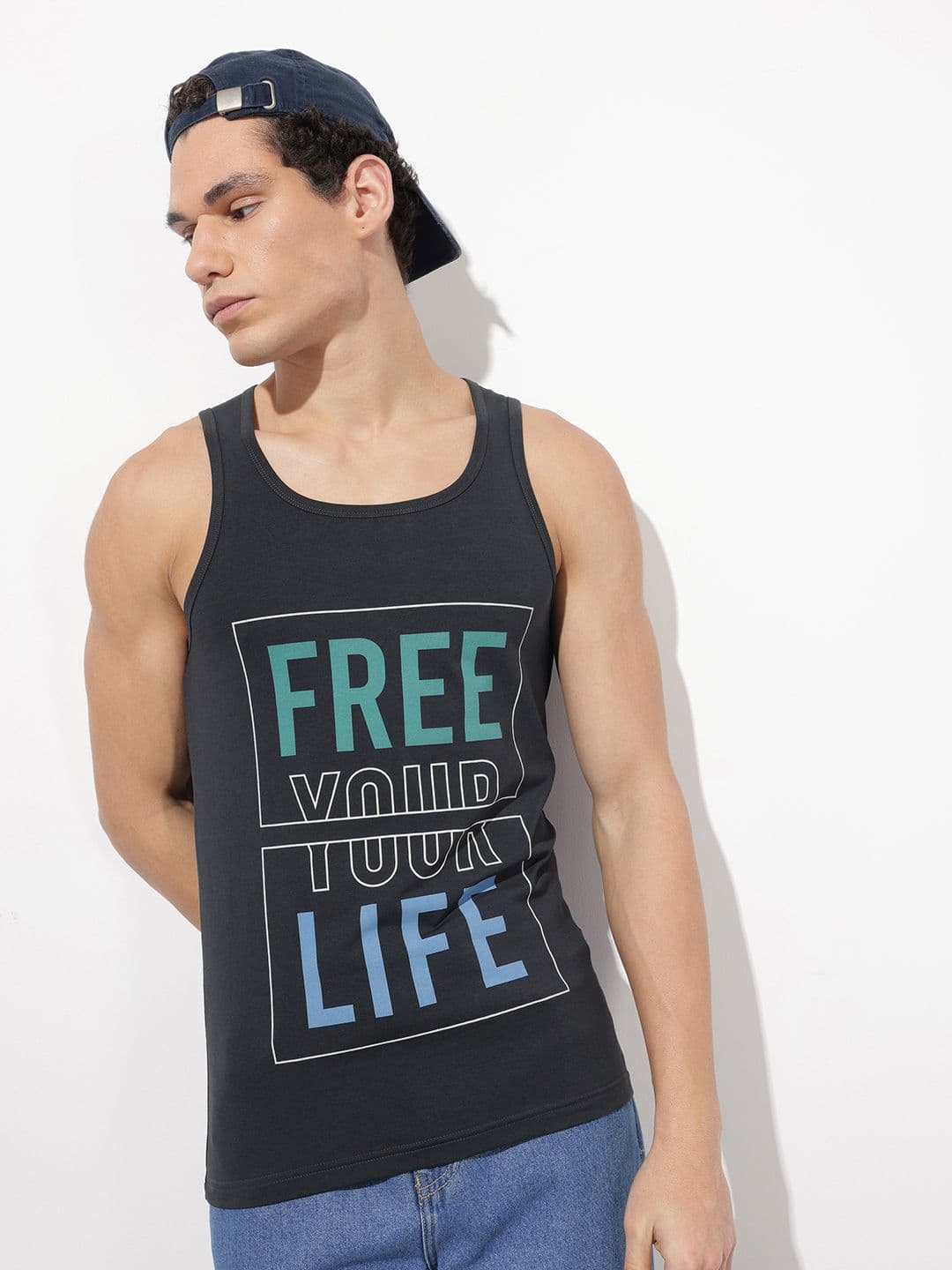The Roadster Life Co. Typography Printed Scoop Neck Innerwear Vest - view 1