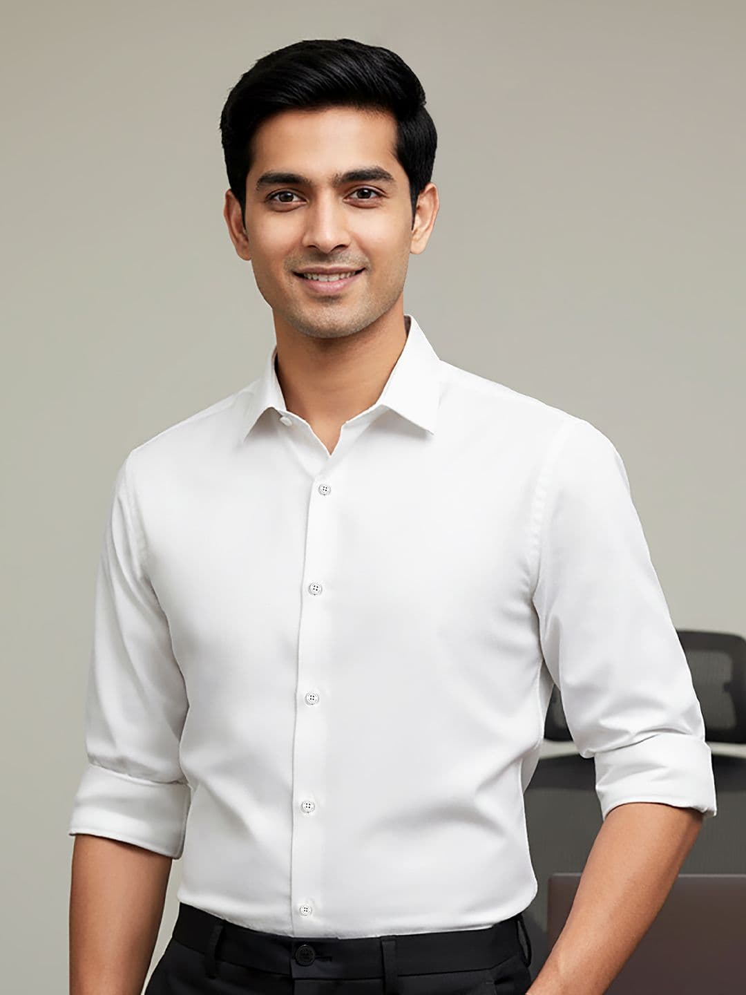Beyoung Spread Collar Opaque Cotton Formal Shirt - view 1