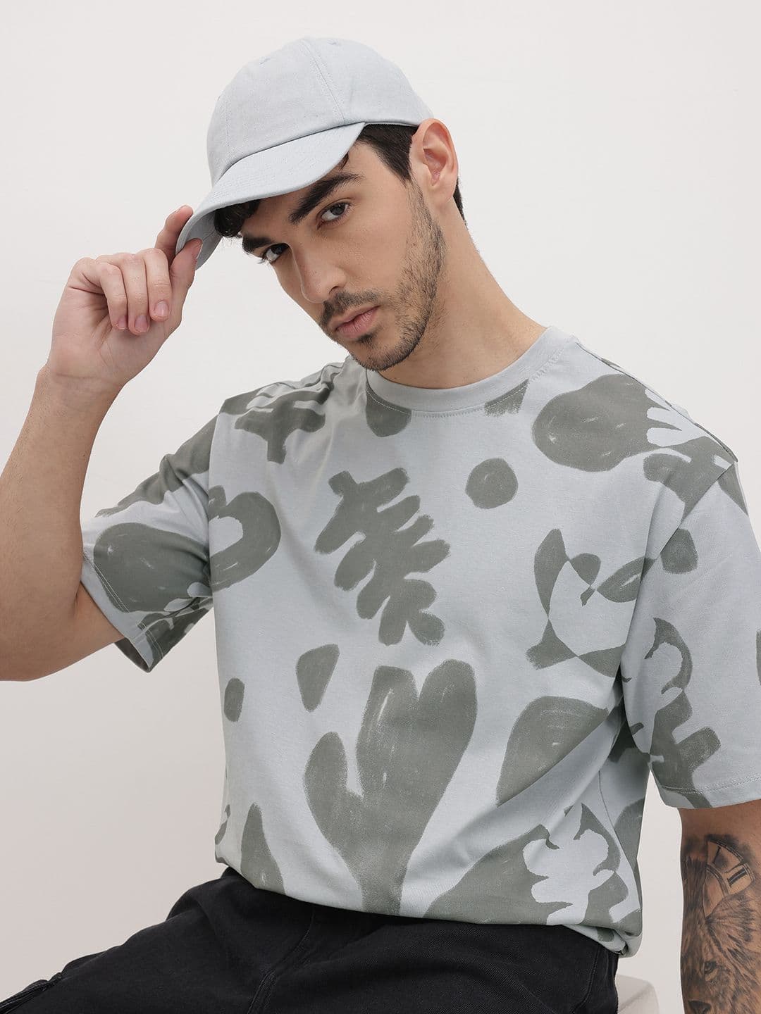 The Roadster Life Co. Printed Drop-Shoulder Sleeves Relaxed Cotton T-shirt - view 1