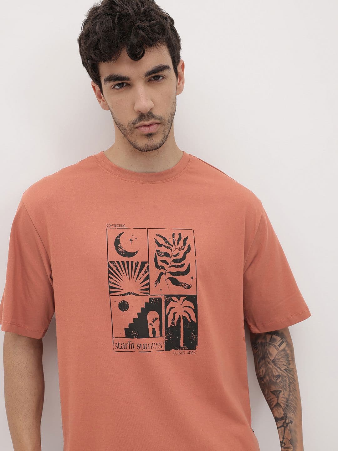 The Roadster Life Co. Graphic Printed Pure Cotton Relaxed Fit T-shirt - view 1