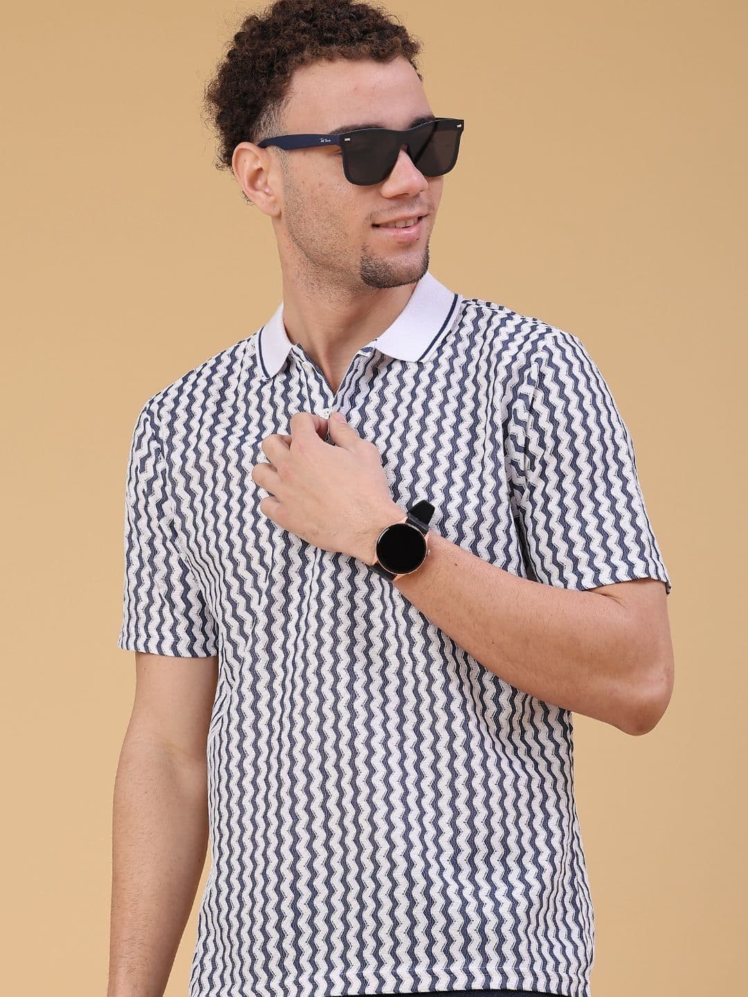 V-Mart Men Printed Polo Collar T-shirt - view 1