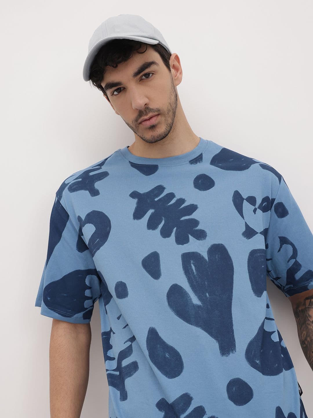 The Roadster Life Co. Abstract Printed Pure Cotton Relaxed Fit T-shirt - view 1