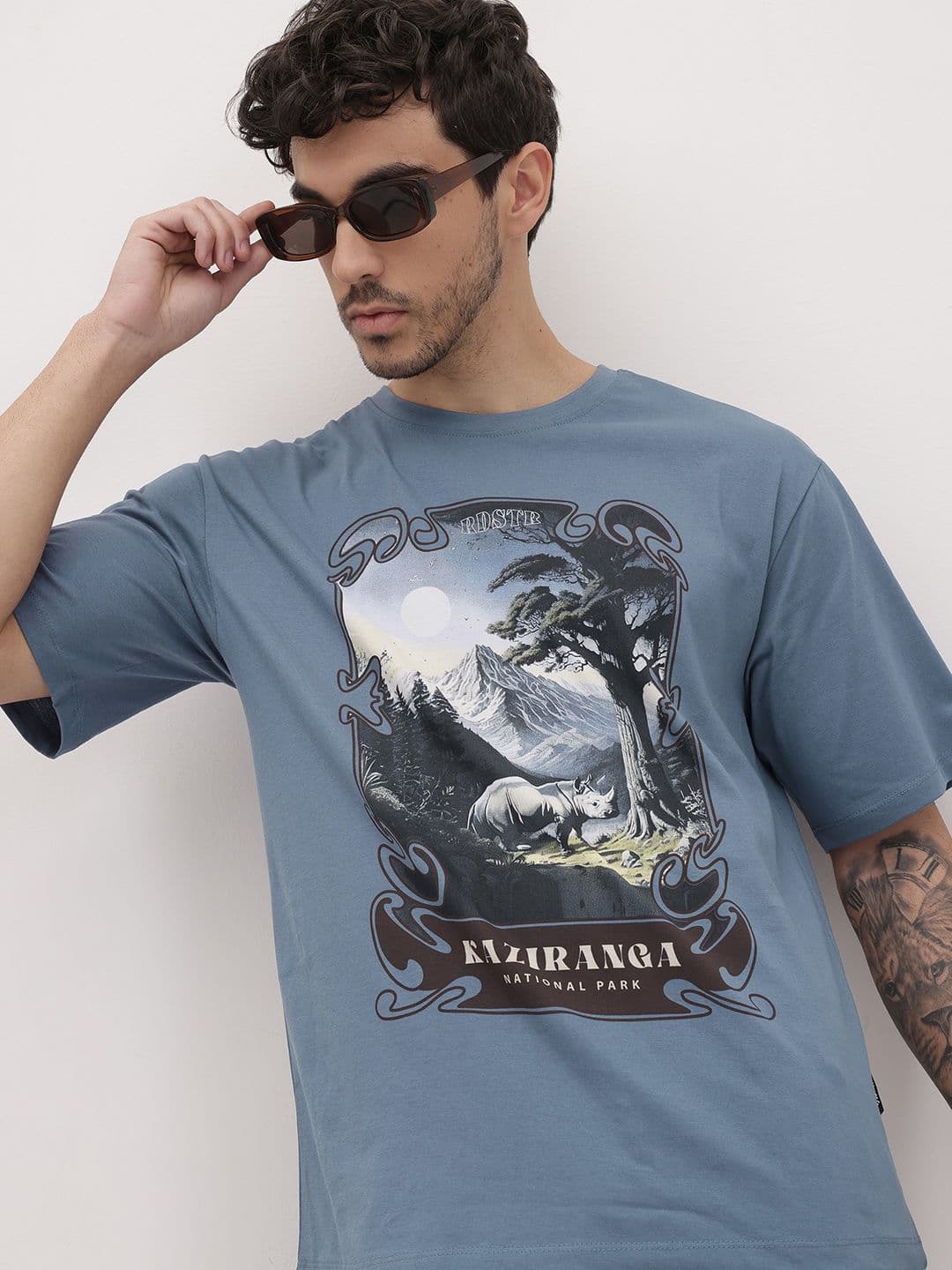 The Roadster Life Co. Graphic Printed Pure Cotton T-shirt - view 1