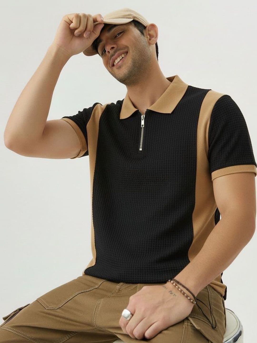 Mobox Men Colourblocked Polo Collar T-shirt - view 1