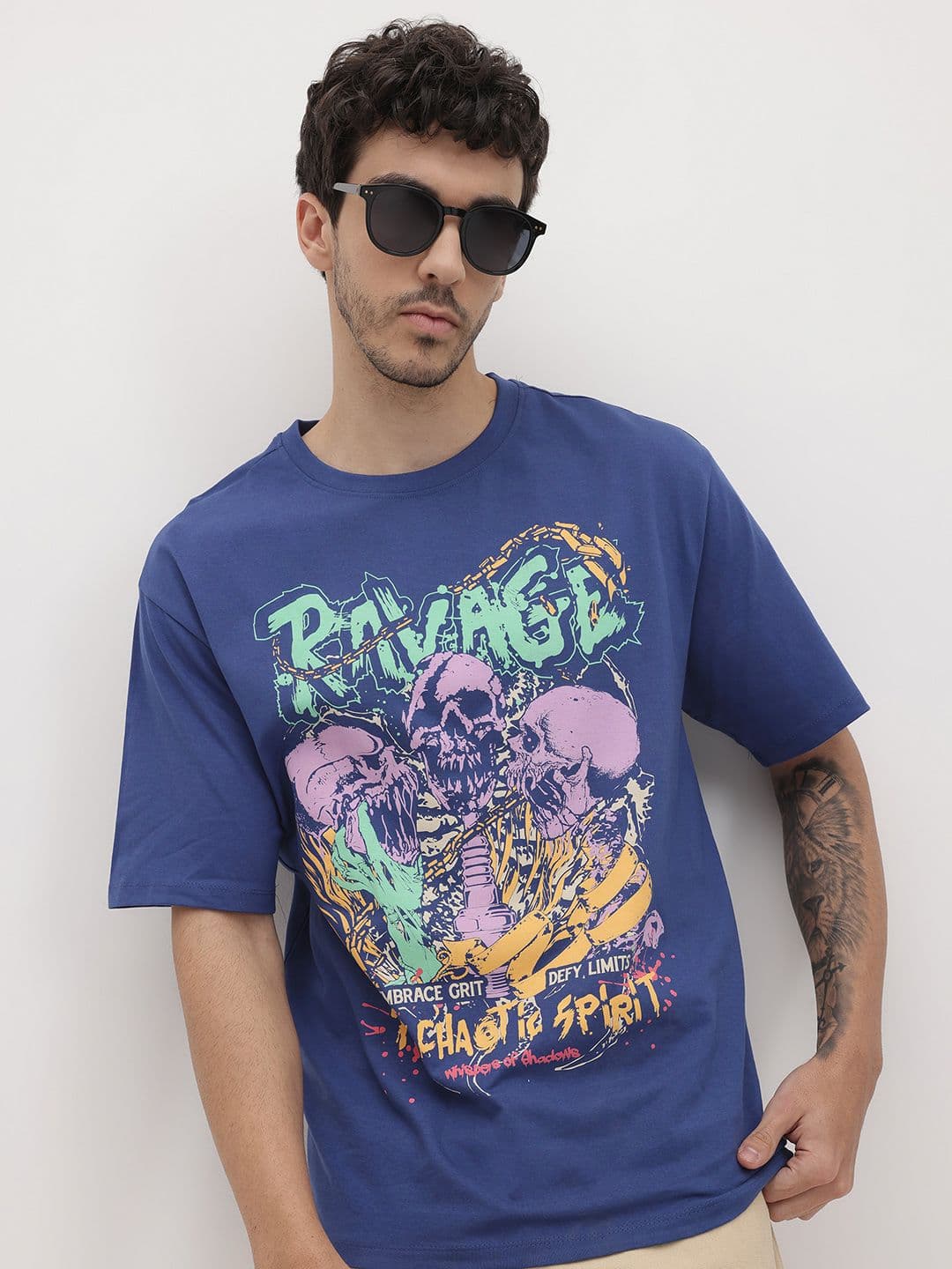 The Roadster Life Co. Graphic Printed Pure Cotton Relaxed Fit T-shirt - view 1