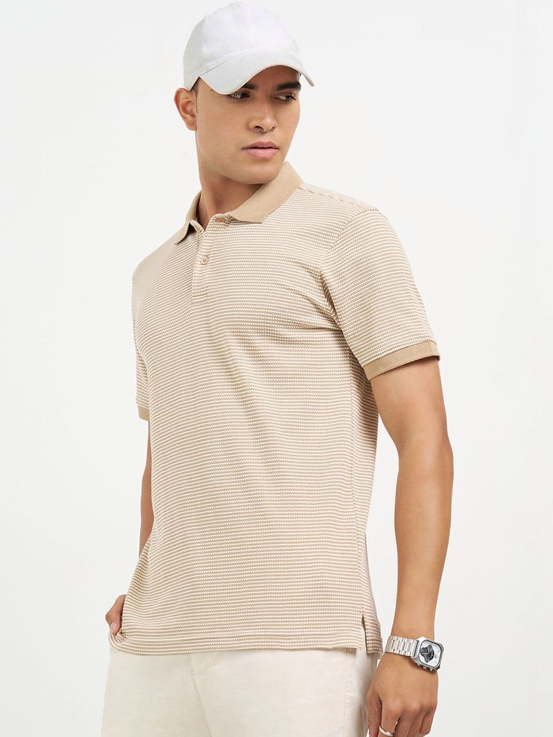 Peregrine by Pantaloons Men Printed Polo Collar Slim Fit T-shirt - view 1