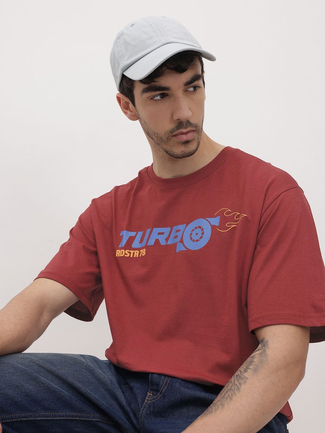 The Roadster Life Co. Printed Drop-Shoulder Sleeves Relaxed Cotton T-shirt - view 1