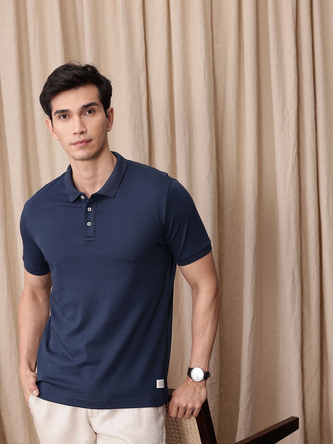 Mr Bowerbird Pure Cotton Tailored Fit Polo Collar T-shirt - view 1