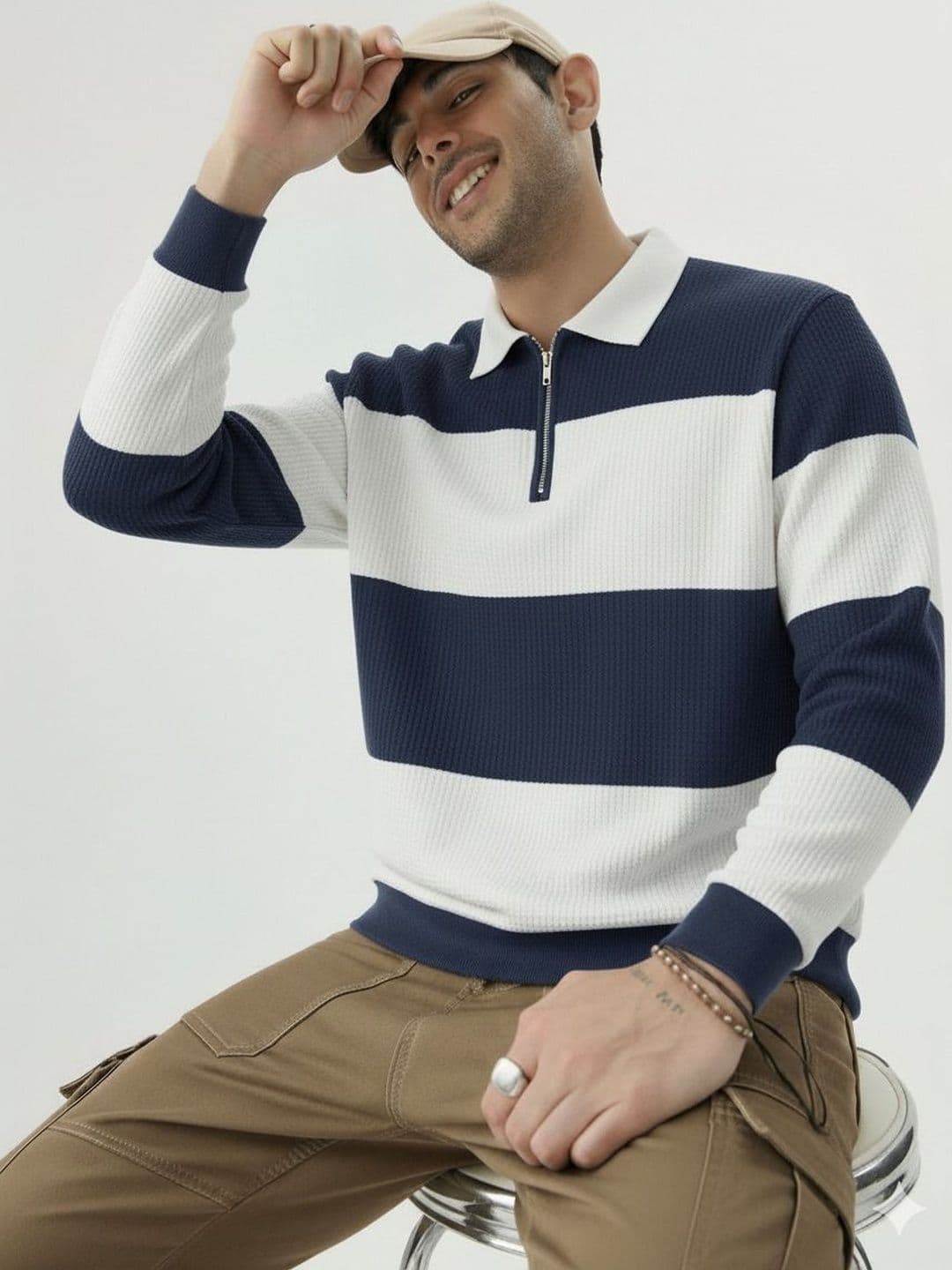 Mobox Men Striped Polo Collar T-shirt - view 1