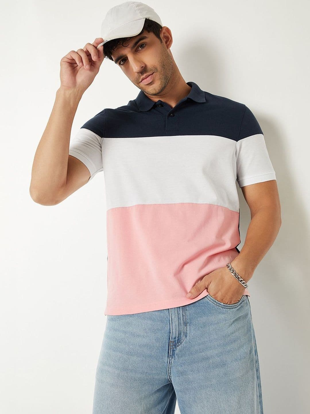 max Men Colourblocked Polo Collar T-shirt - view 1