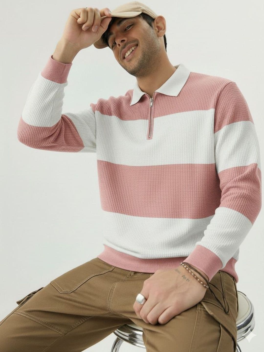 Mobox Men Striped Polo Collar T-shirt - view 1