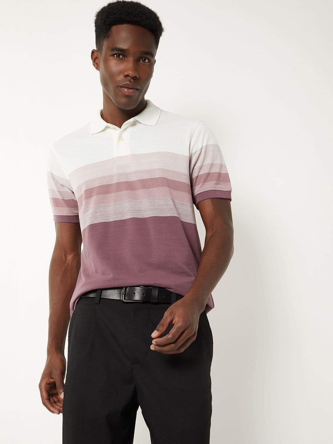 max Men Striped Polo Collar T-shirt - view 1