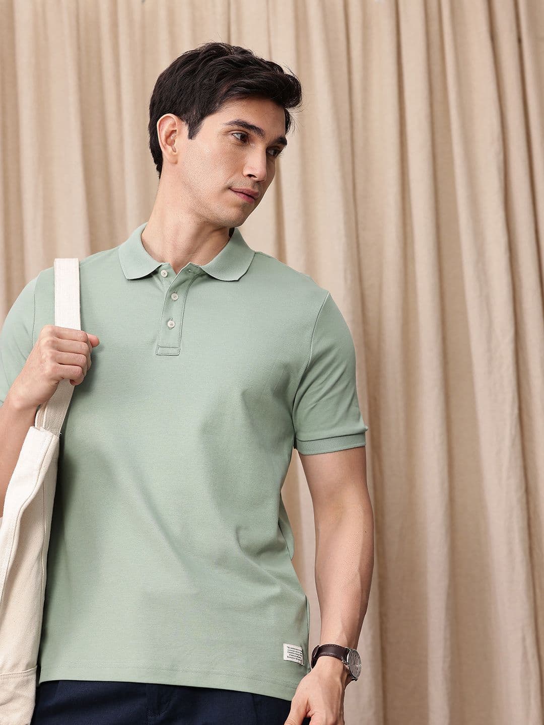 Mr Bowerbird Tailored Fit Polo Collar Pure Cotton T-shirt - view 1