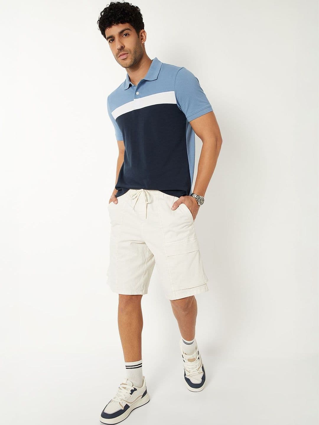 max Men Colourblocked Polo Collar T-shirt - view 1