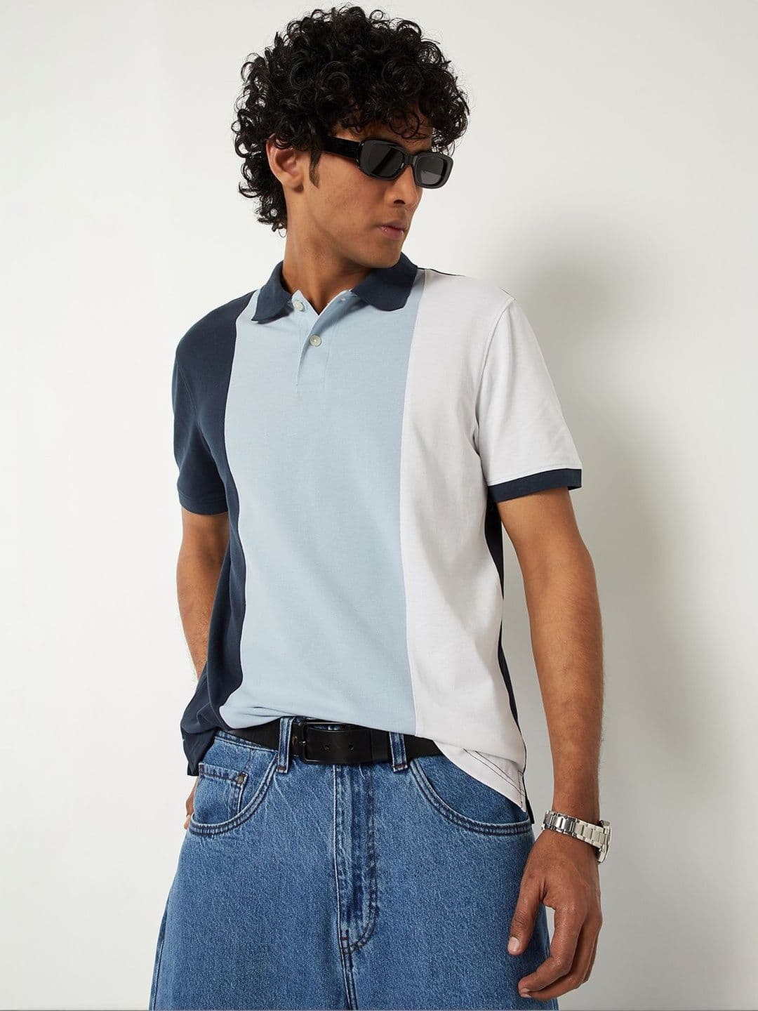 max Men Colourblocked Polo Collar T-shirt - view 1