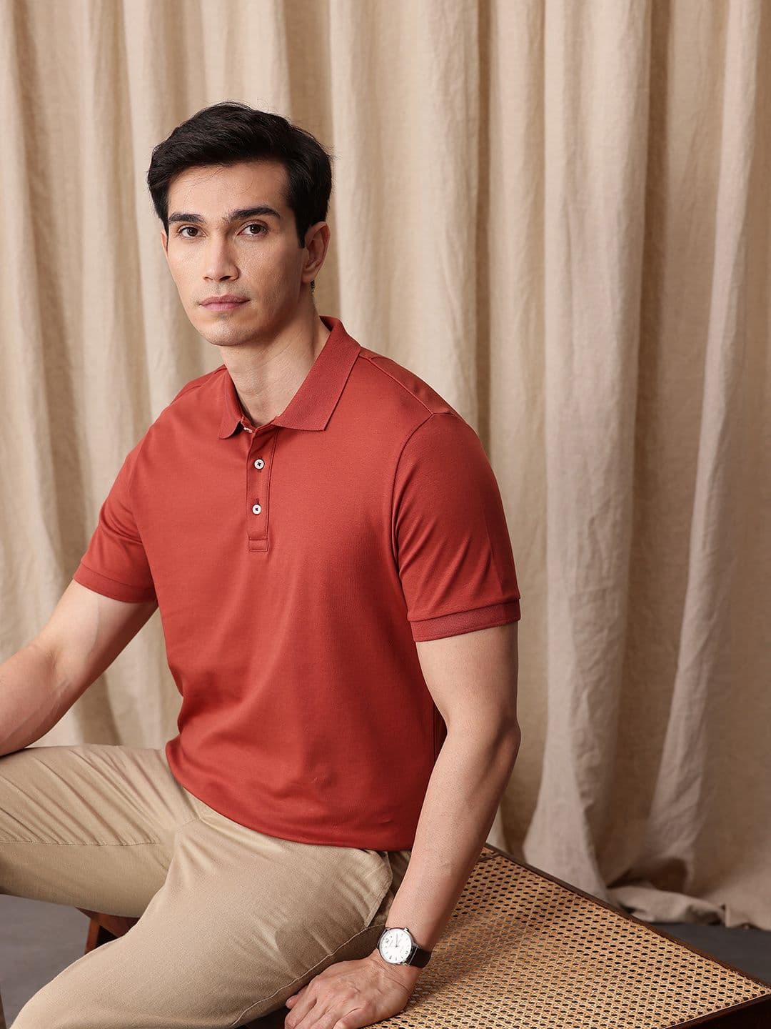 Mr Bowerbird Pure Cotton Tailored Fit Polo Collar T-shirt - view 1