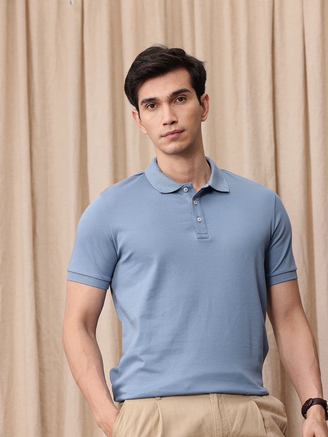 Mr Bowerbird Pure Cotton Tailored Fit Polo Collar T-shirt - view 1