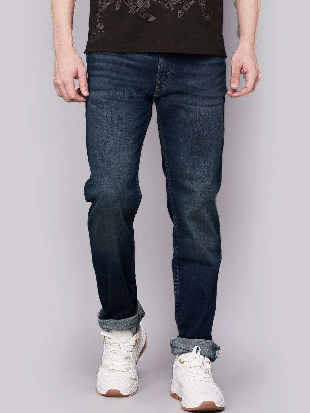 fineblu Men Slim Fit Mid-Rise Light Fade Stretchable Jeans - view 1