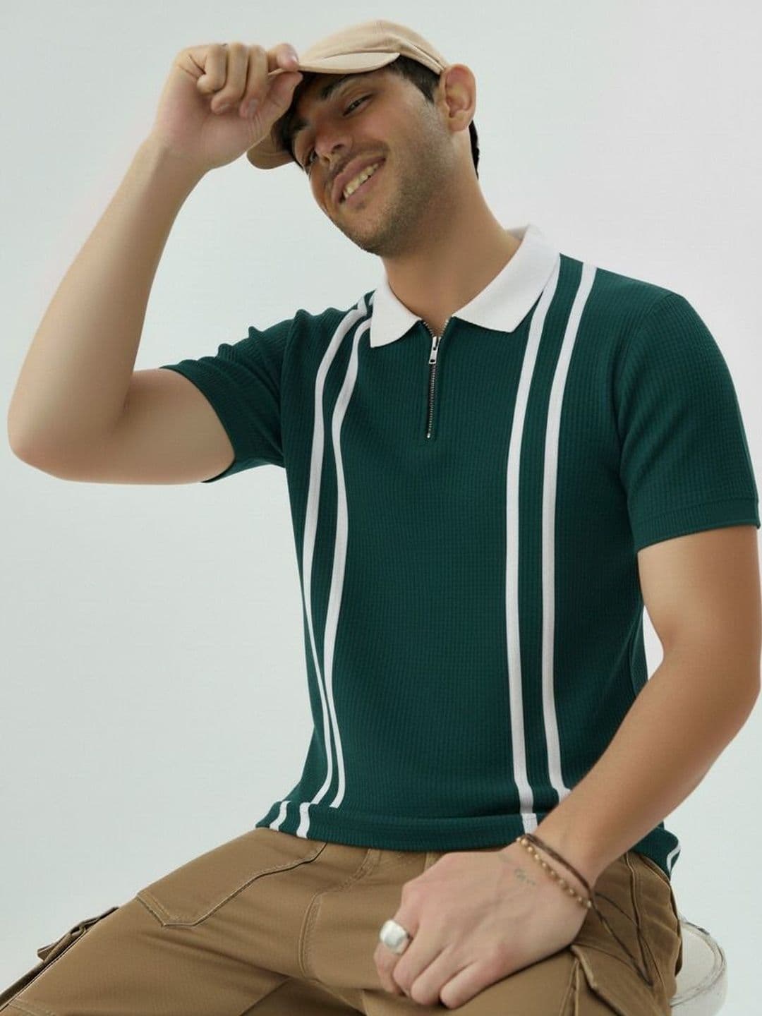 Mobox Men Striped Polo Collar T-shirt - view 1