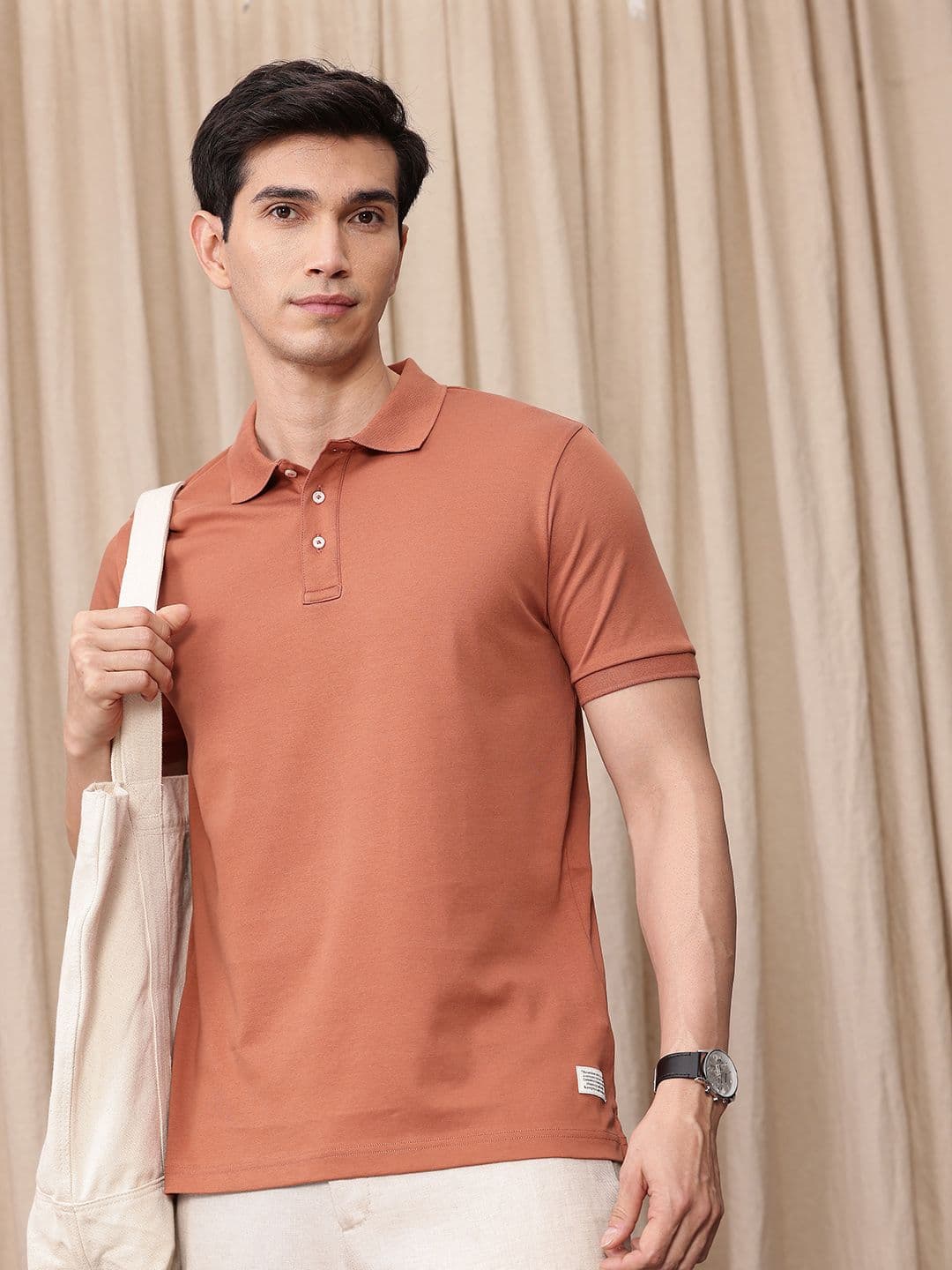 Mr Bowerbird Pure Cotton Tailored Fit Polo Collar T-shirt - view 1