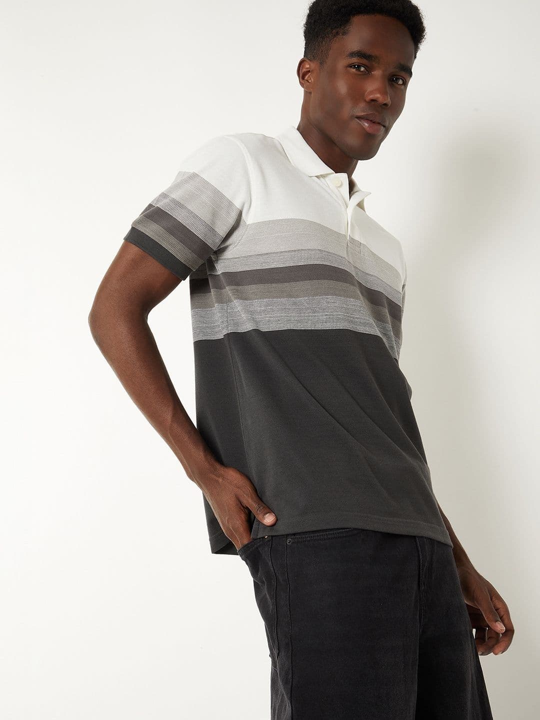 max Men Striped Polo Collar T-shirt - view 1
