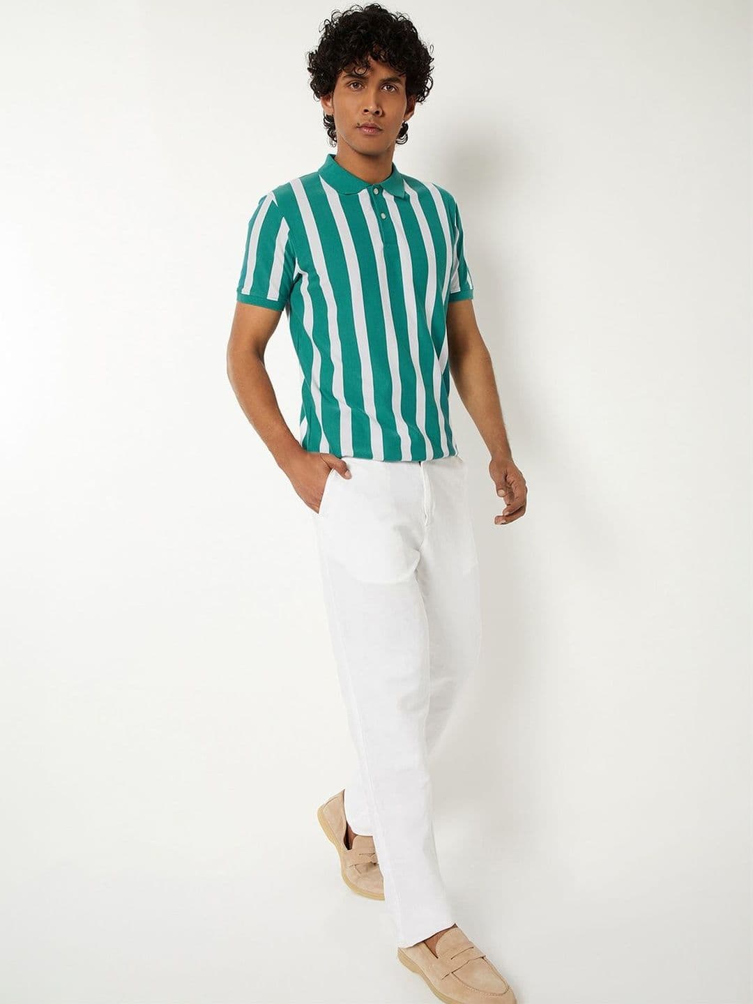 max Men Striped Polo Collar T-shirt - view 1