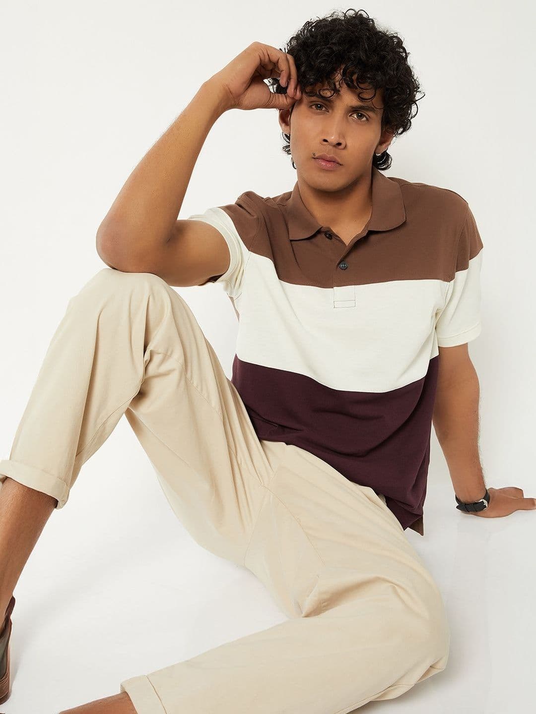 max Men Colourblocked Polo Collar T-shirt - view 1