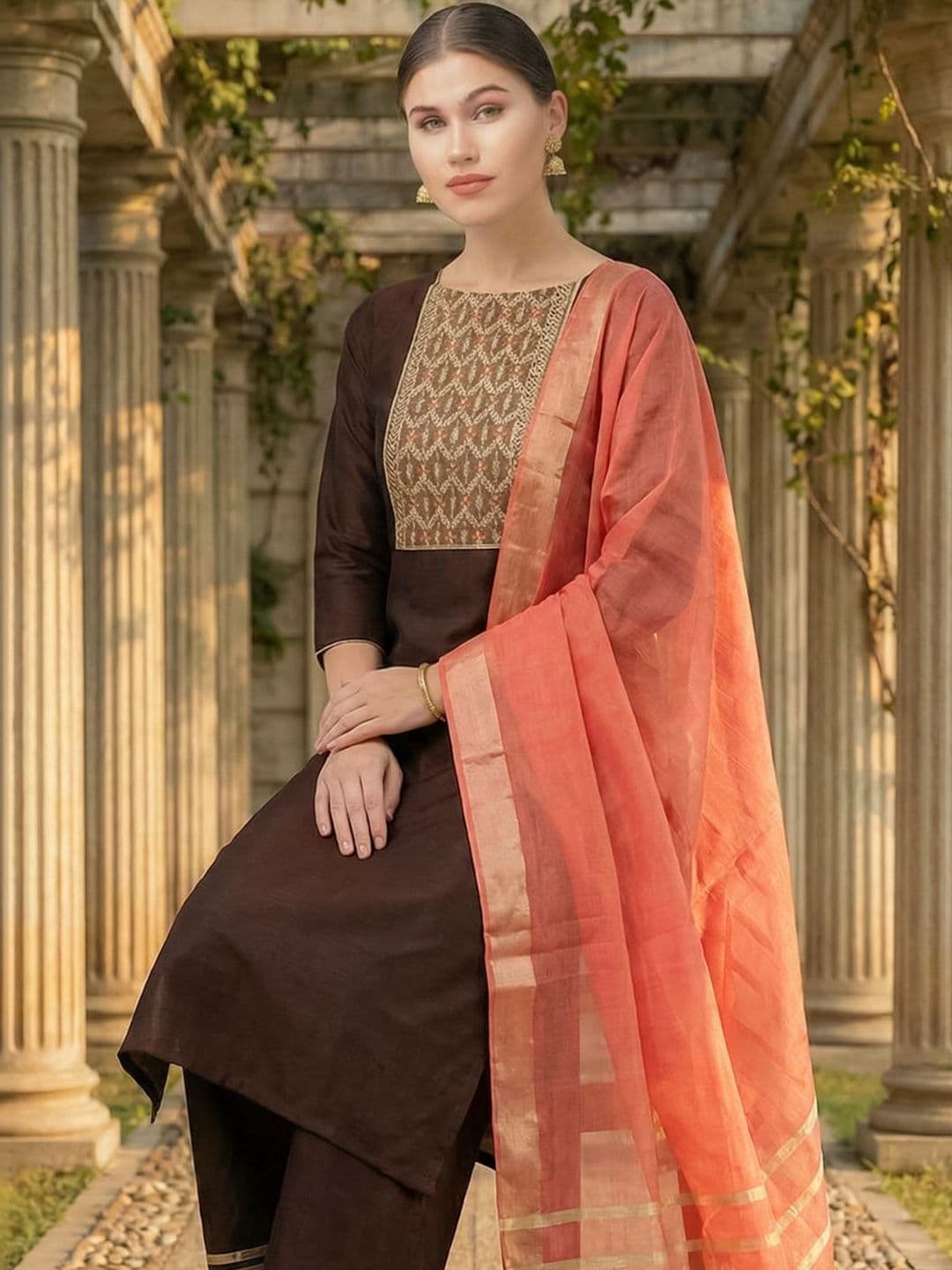 Indo Era Woven Design Dupatta with Zari - view 1