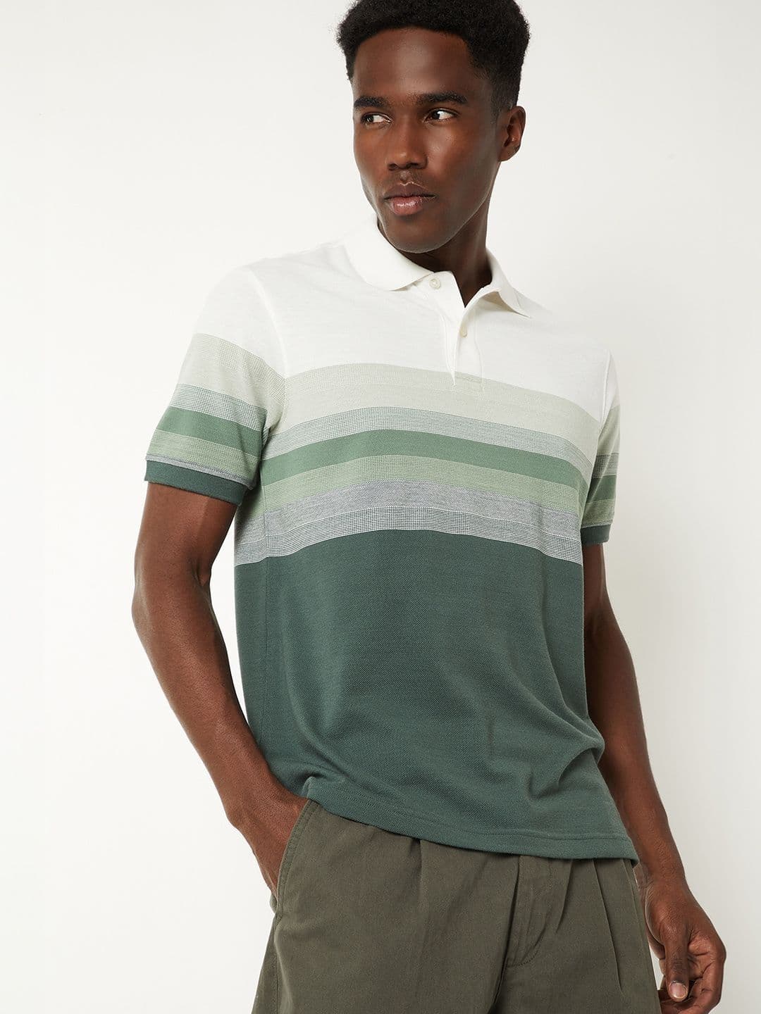 max Men Striped Polo Collar T-shirt - view 1