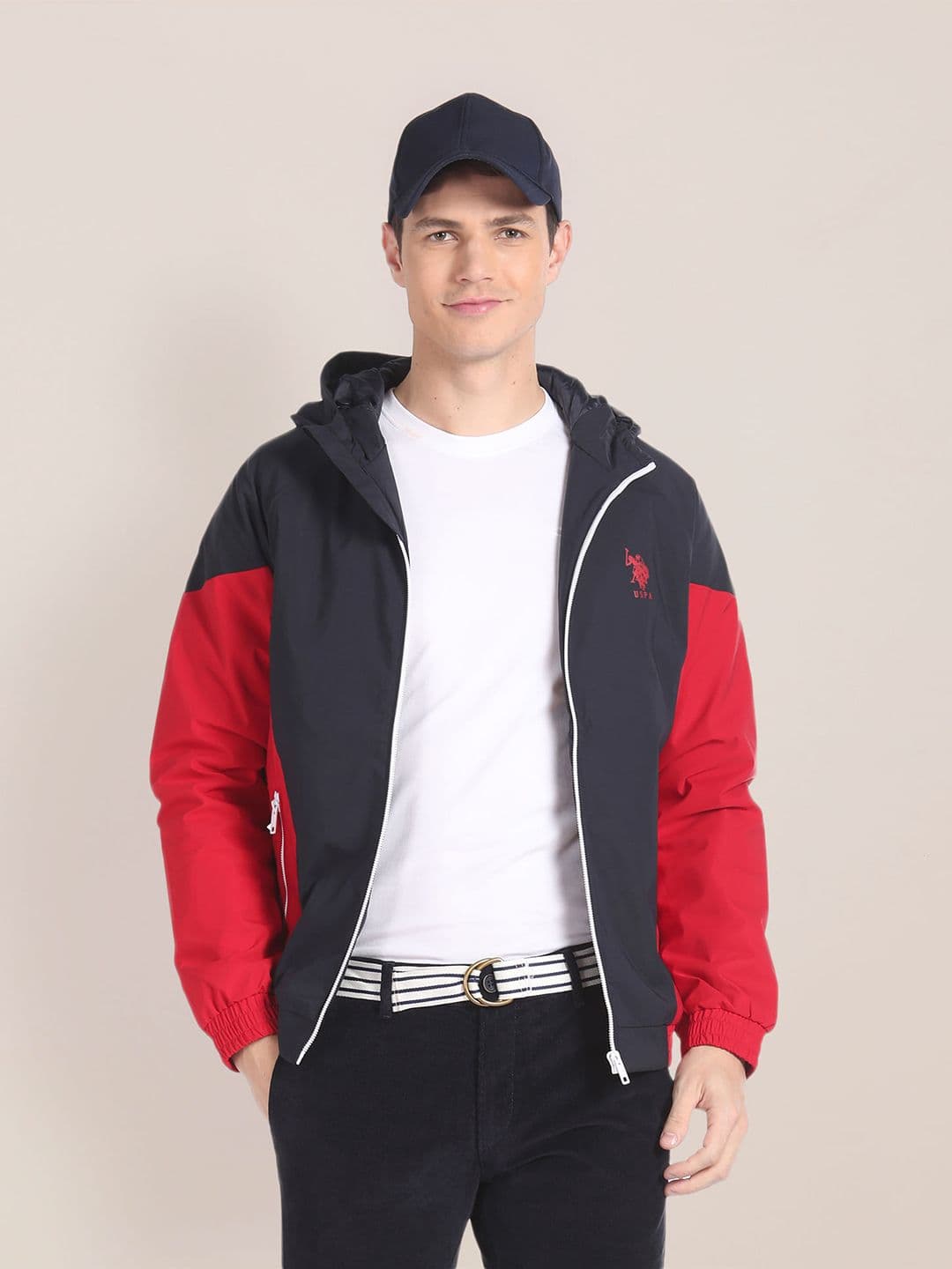 U.S. Polo Assn. Hooded Colourblocked Bomber Jacket - view 1