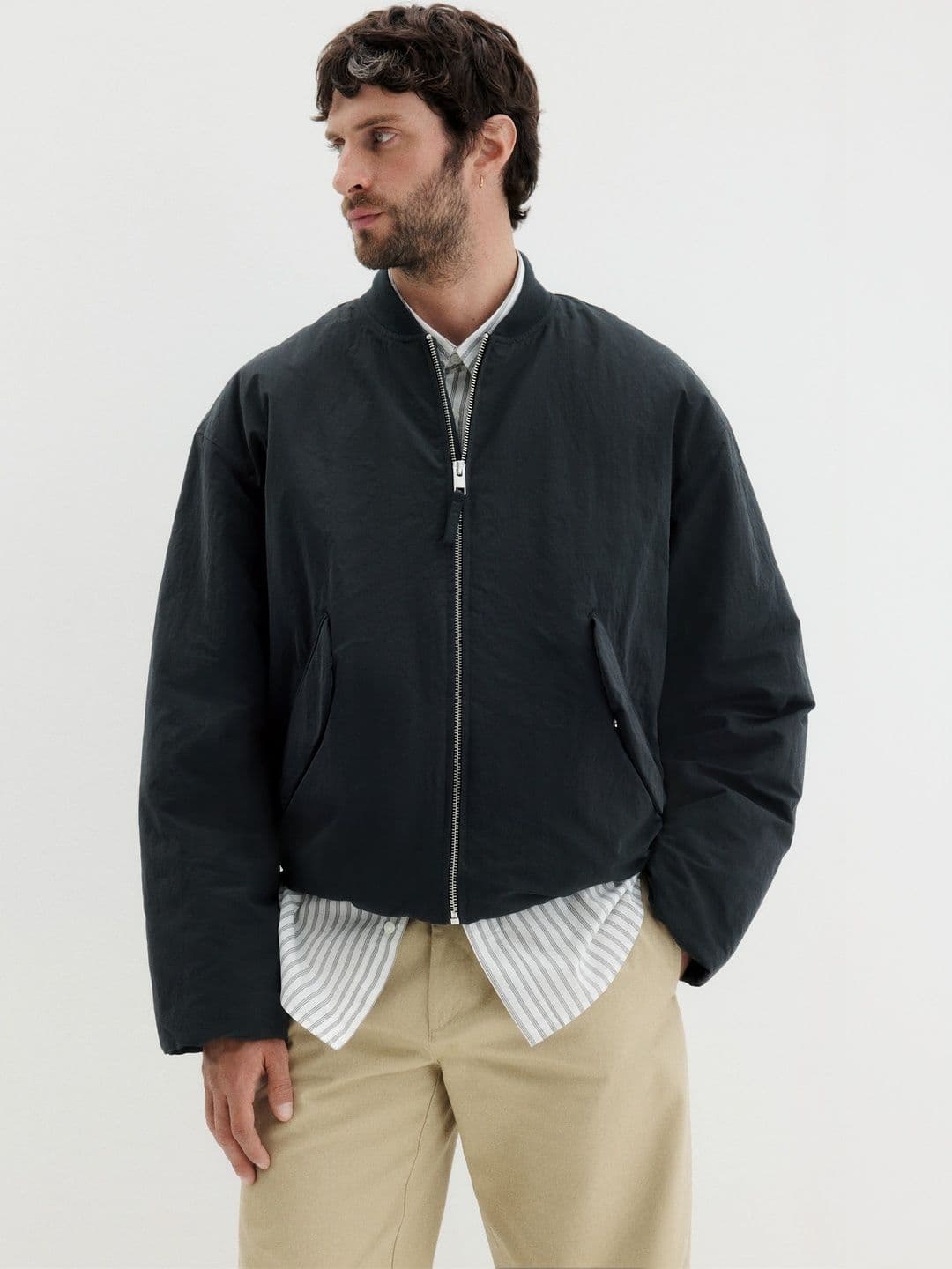 H&M Loose Fit Nylon Bomber Jacket - view 1