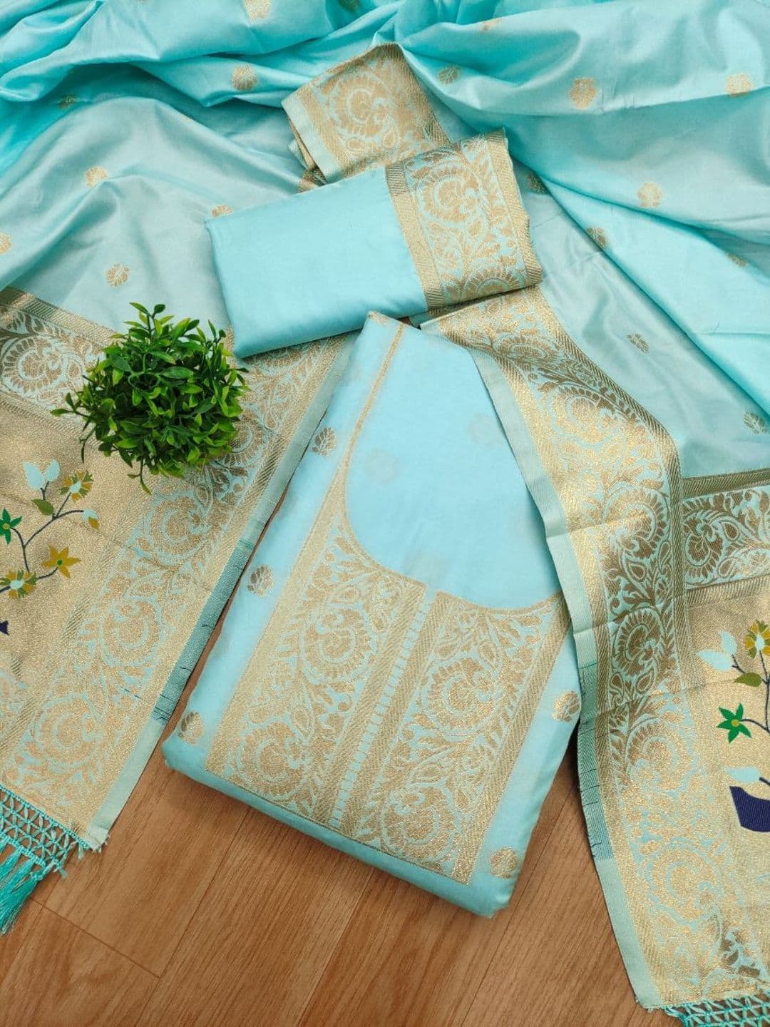 HERE&NOW Pure Silk Unstitched Dress Material - view 1
