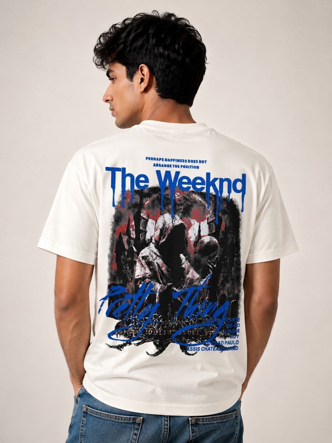 RINO7 Men Typography Printed Round Neck Regular Fit Cotton Tshirts - view 1