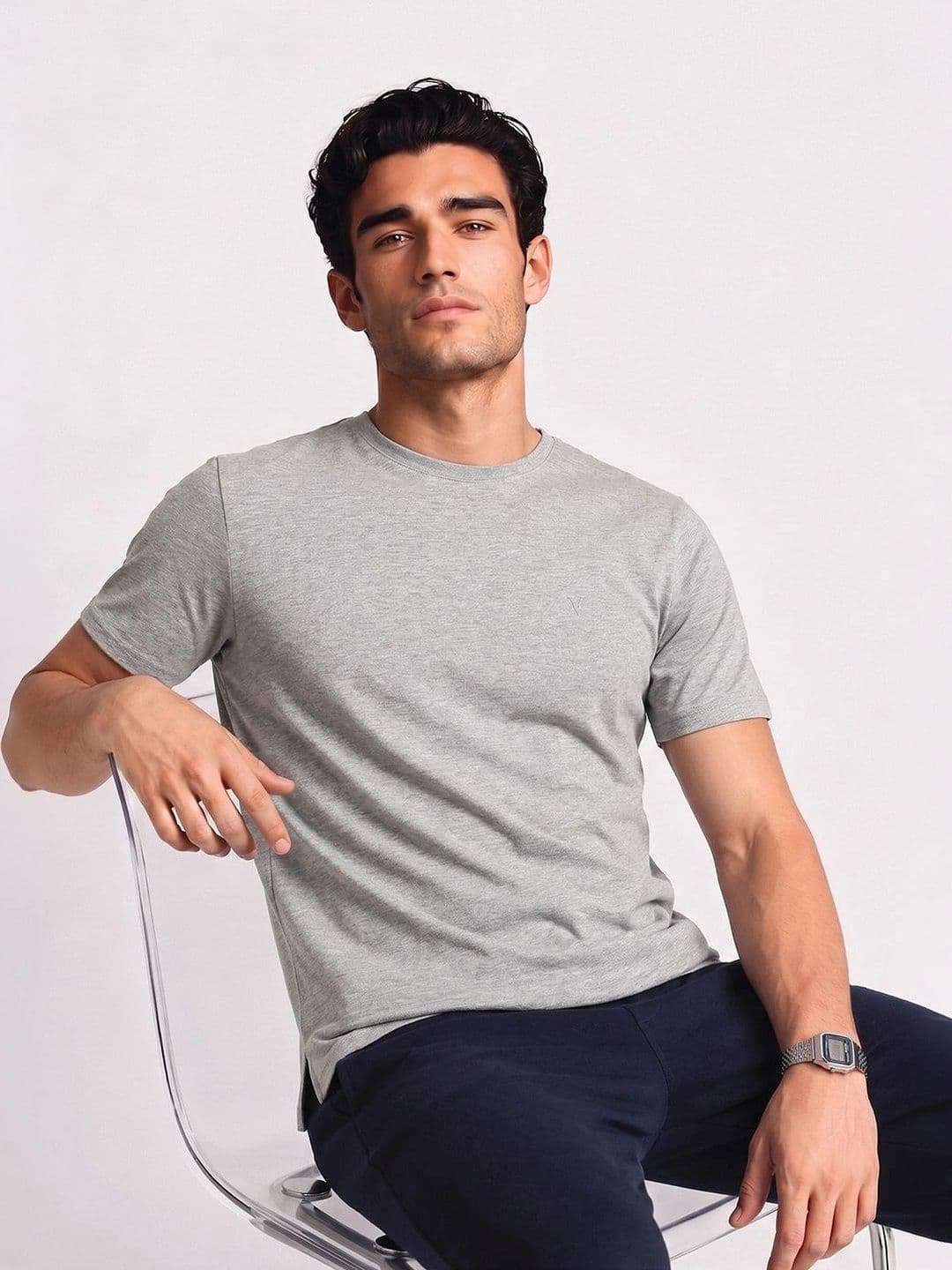 Van Heusen Innerwear Van Heusen Men Cotton Crew Neck Solid Short Sleeves Soft Breathable Lounge Tshirt - view 1