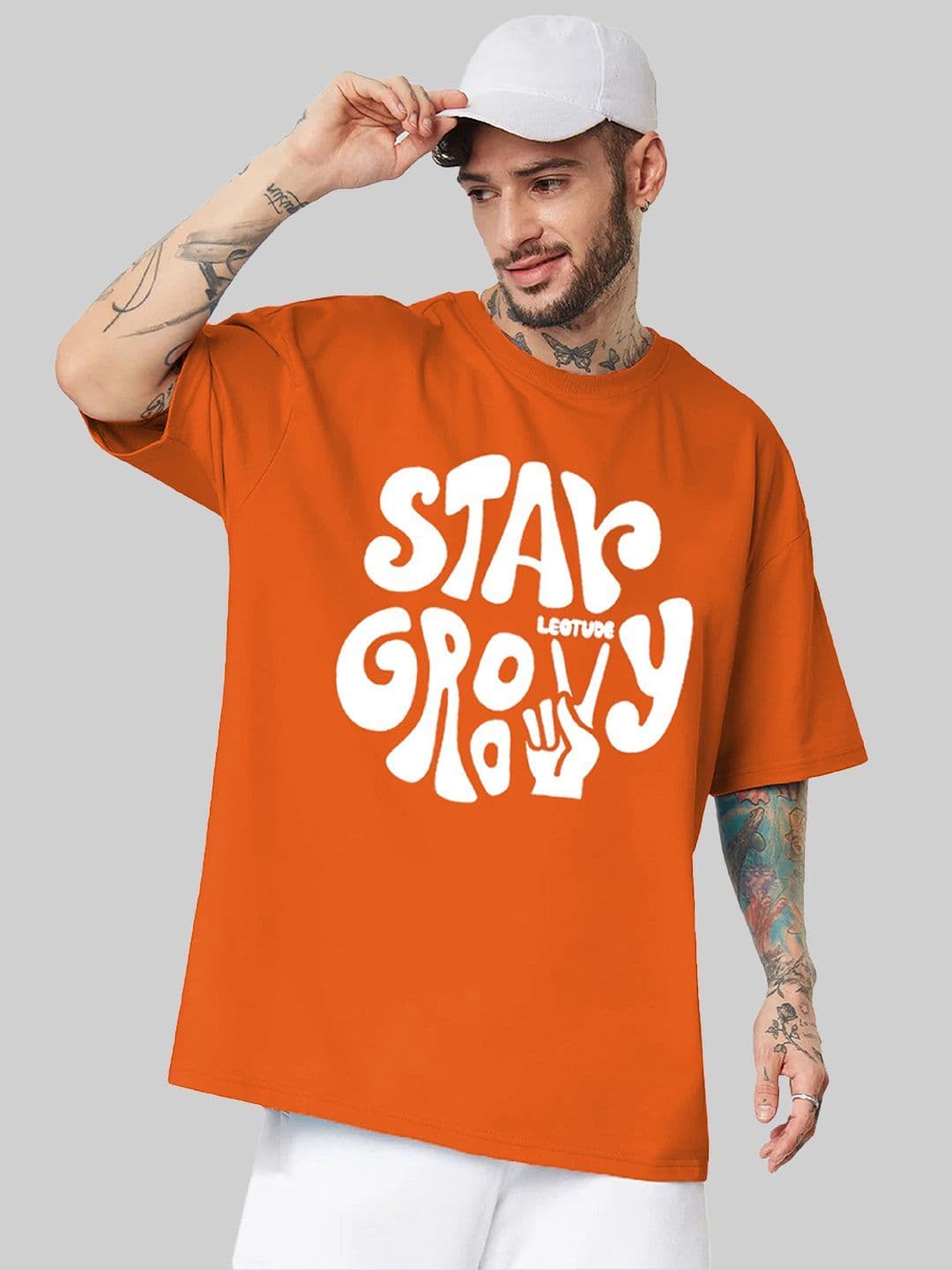 Leotude Men Typography Printed Round Neck Cotton Relaxed Fit T-shirt - view 1