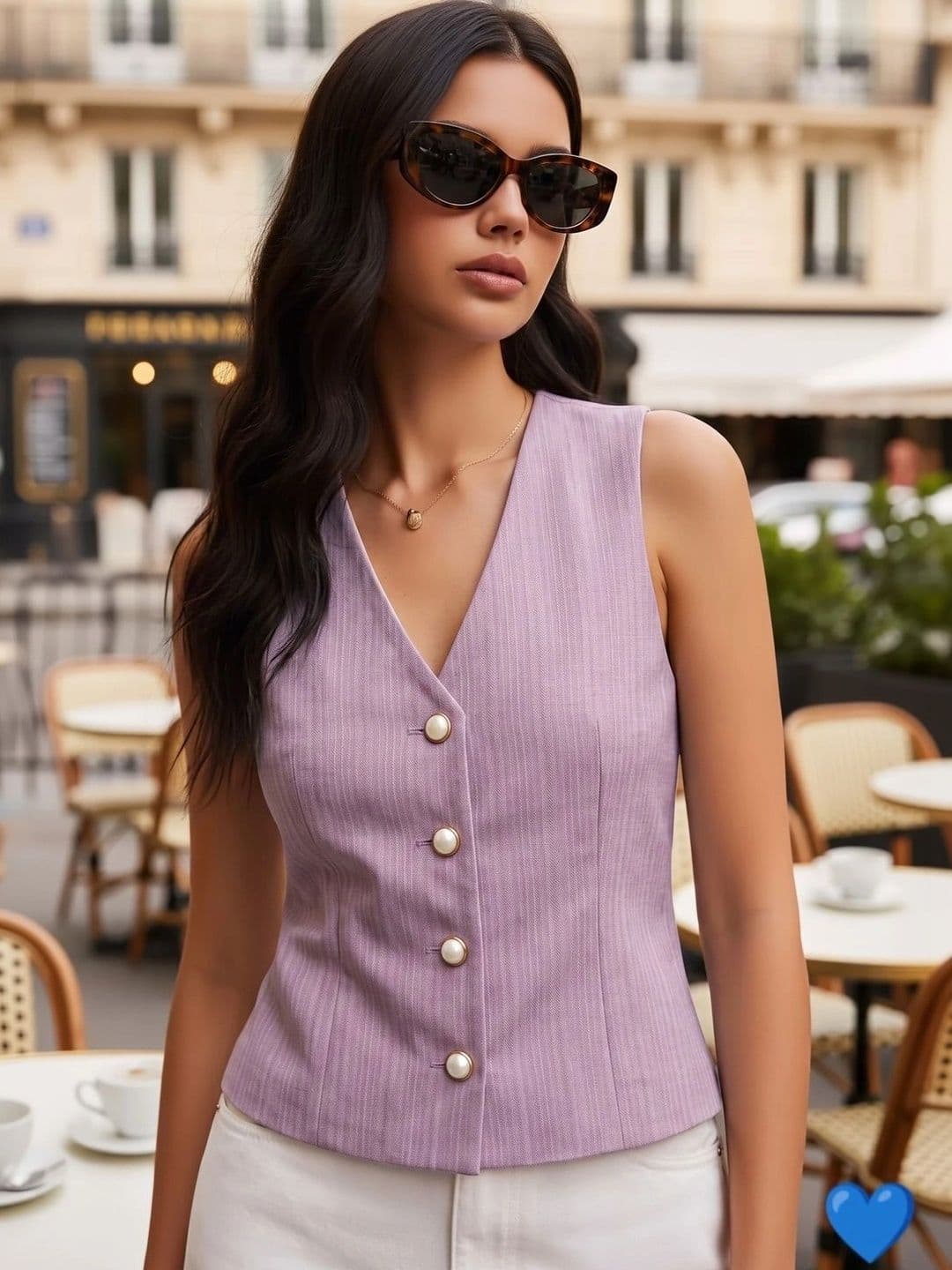 NEW-18 V-Neck Woven Casual Waistcoat - view 1