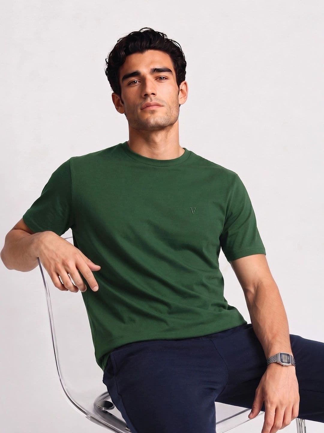 Van Heusen Innerwear Van Heusen Men Cotton Crew Neck Solid Regular Fit Short Sleeves Lounge Tshirt - view 1