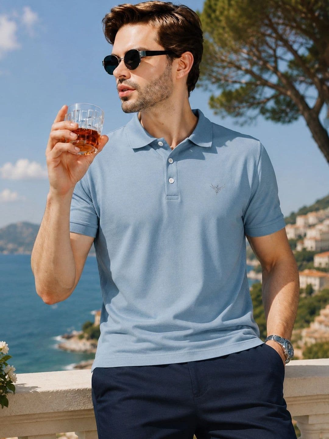 Utopium Men Brand Logo Polo Collar T-shirt - view 1