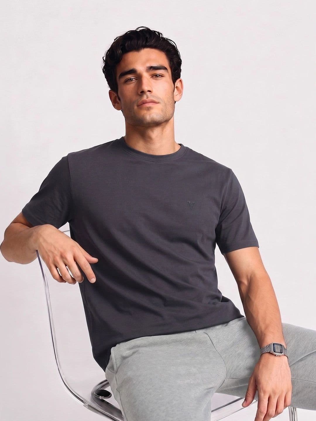 Van Heusen Innerwear Van Heusen Men Cotton Crew Neck Lounge Tshirts Regular Fit Short Sleeves Soft Breathable - view 1