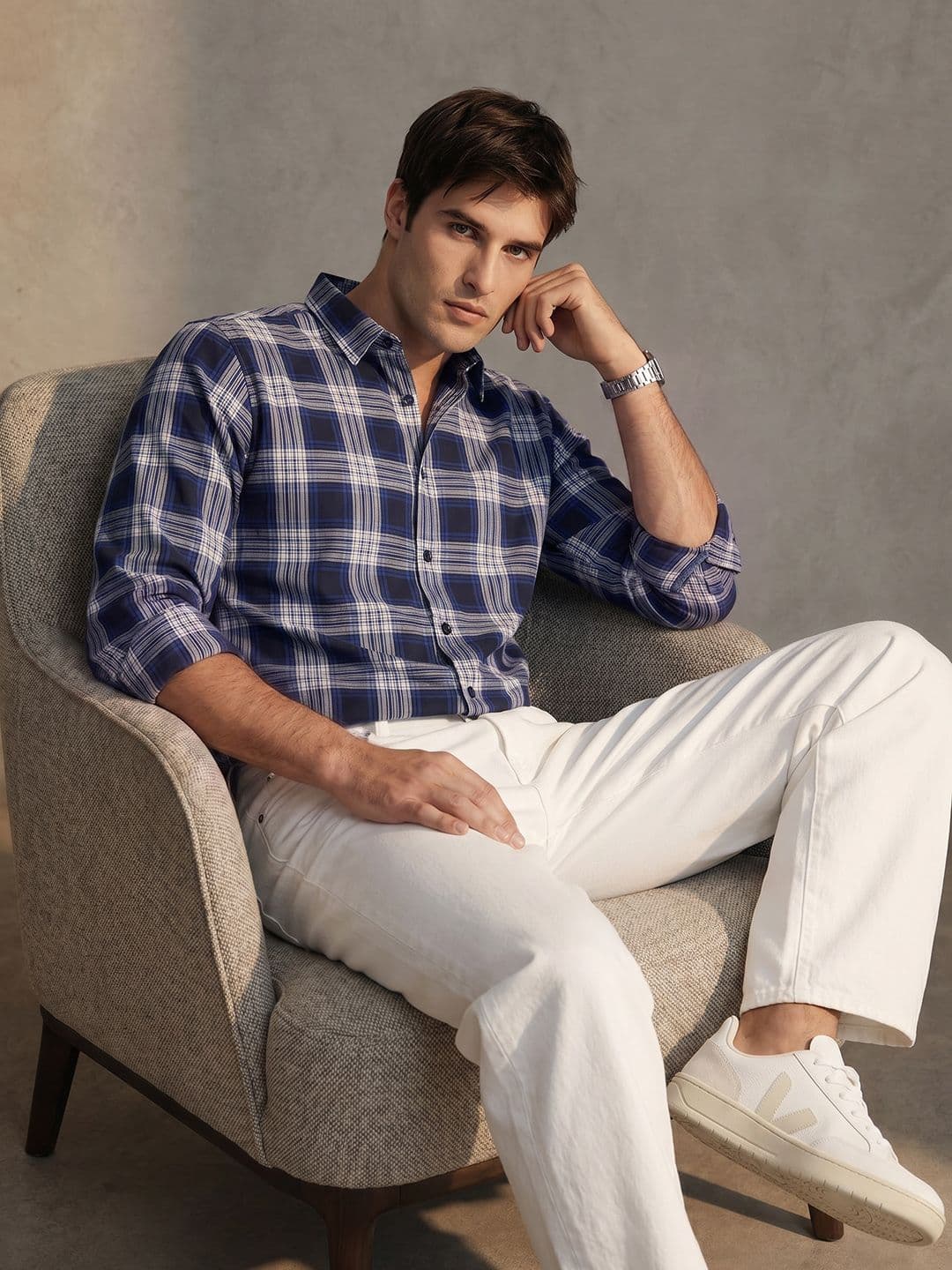 THE SHIRT CODE Tartan Checked Pure cotton Casual Shirt - view 1