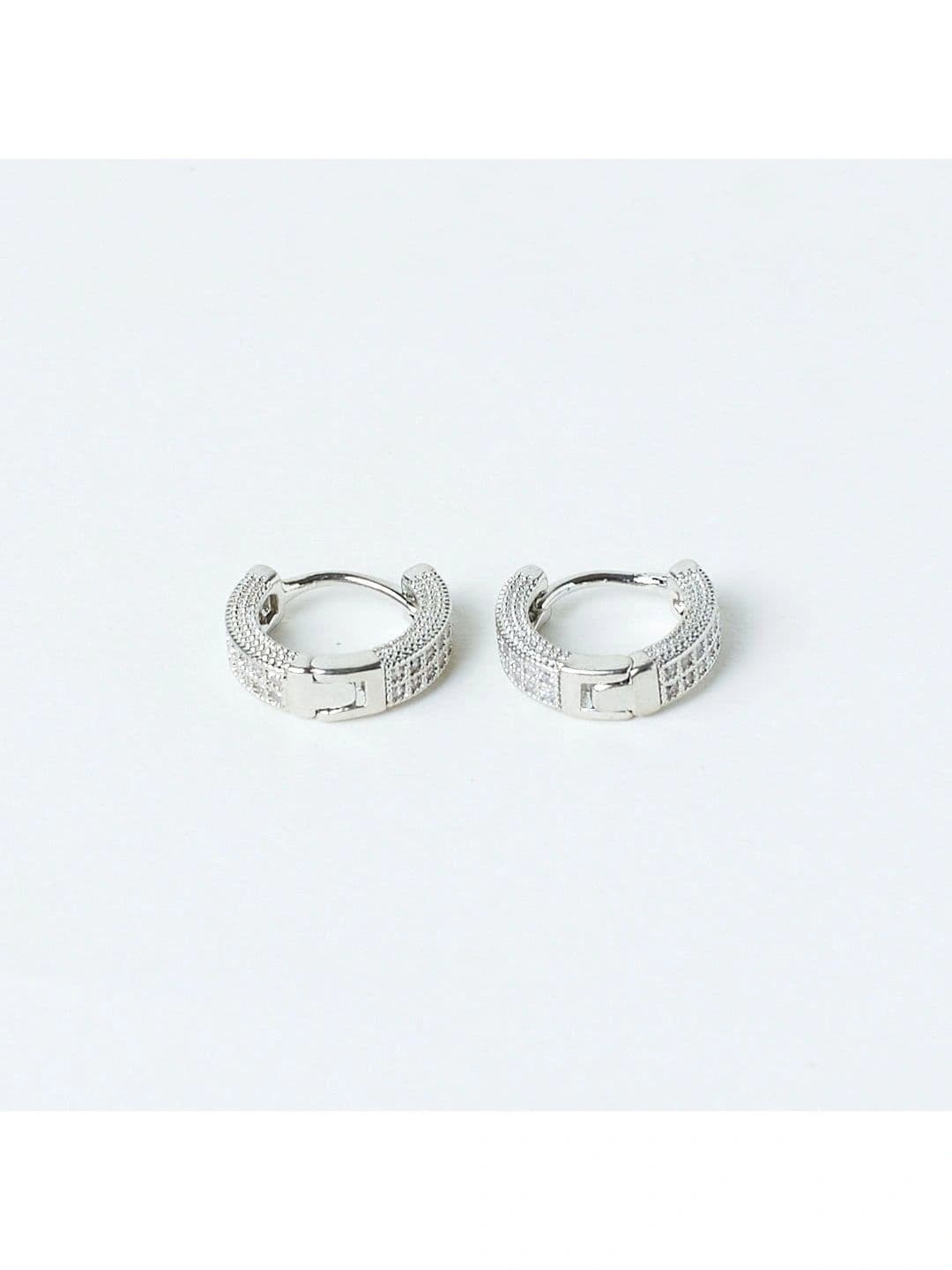 SALTY Men Silver-Plated Stainless Steel Circular Shaped Hoop Earrings - view 1