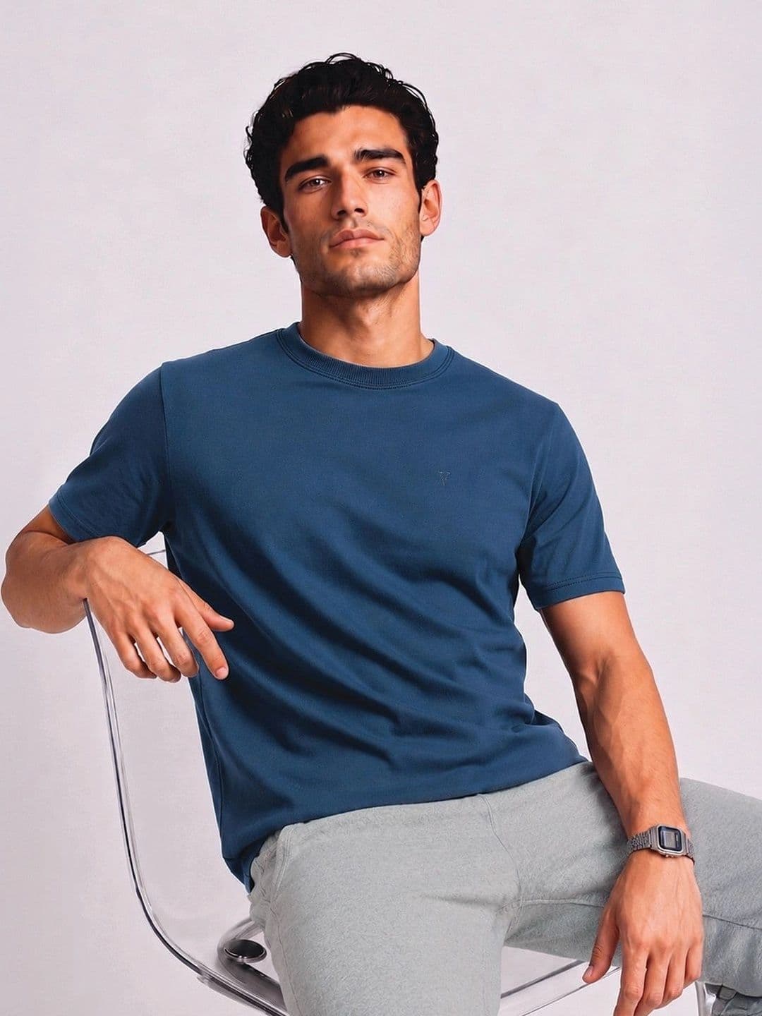 Van Heusen Innerwear Van Heusen Men Cotton Crew Neck Lounge Tshirts Regular Fit Short Sleeves Soft Breathable - view 1