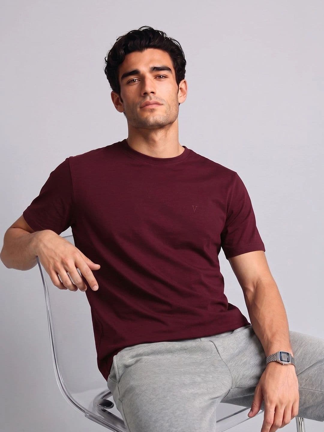 Van Heusen Innerwear Van Heusen Men Cotton Crew Neck Solid Short Sleeves Soft Breathable Lounge Tshirt - view 1