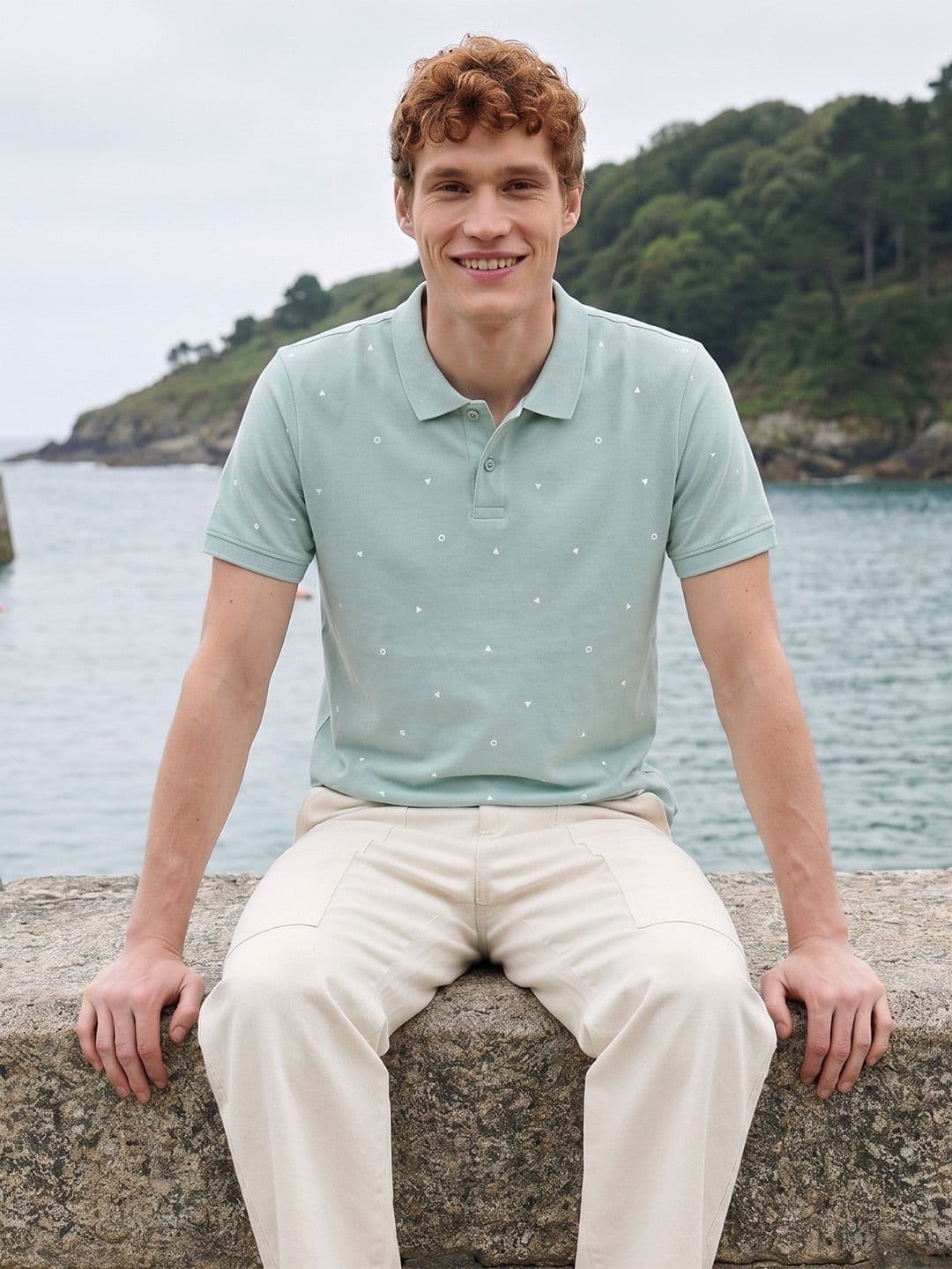 Mast & Harbour Polo Collar Printed T-shirt - view 1