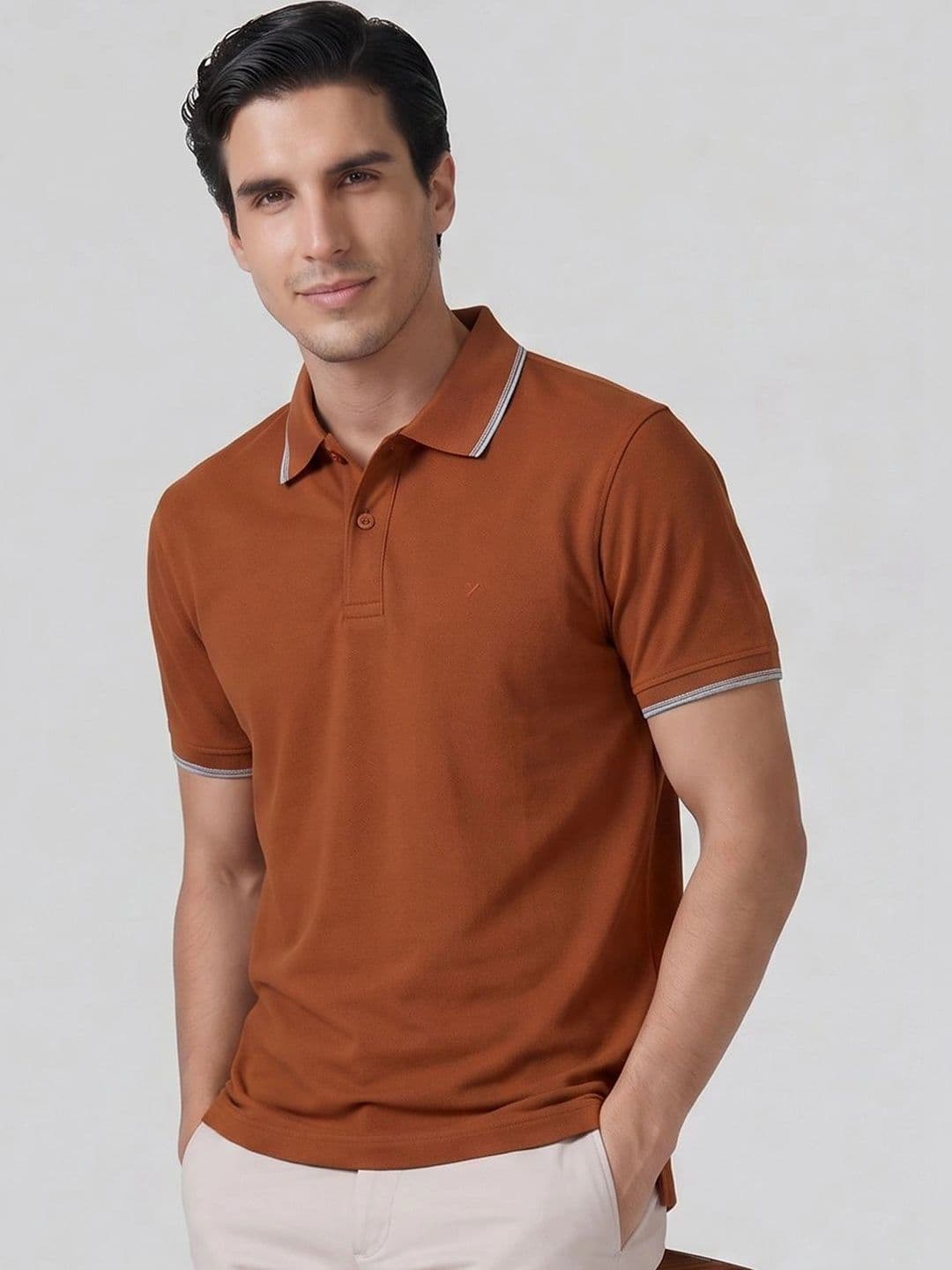 XYXX Men Solid Slim Fit Polo Collar Pure Cotton Tshirt - view 1