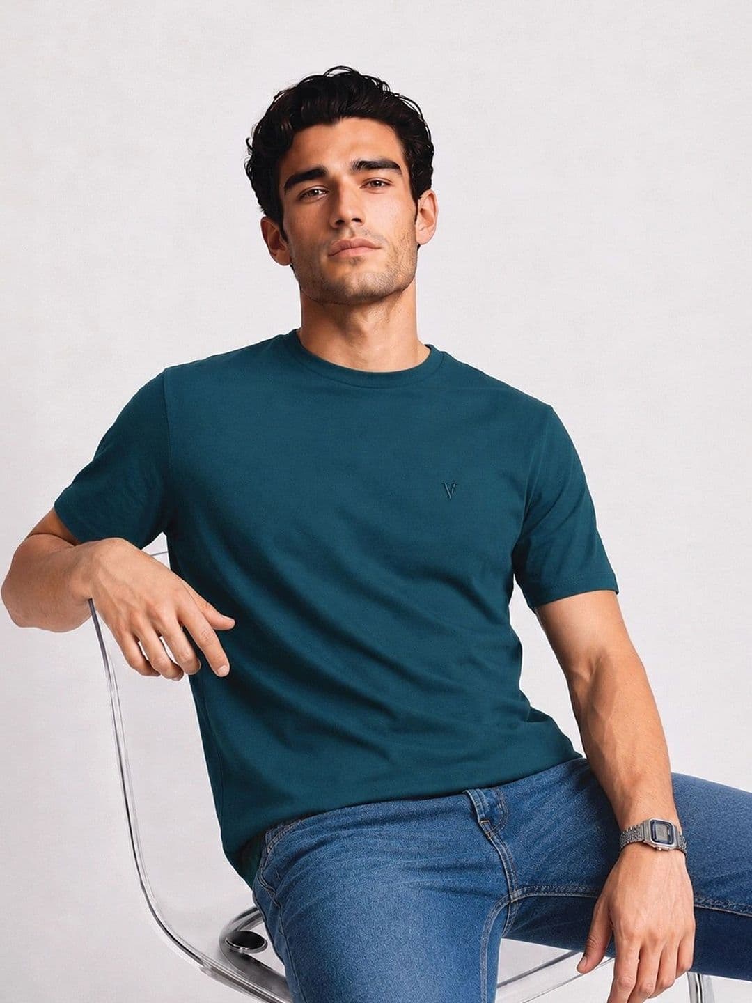 Van Heusen Innerwear Van Heusen Men Cotton Crew Neck Solid Short Sleeves Soft Breathable Lounge Tshirt - view 1