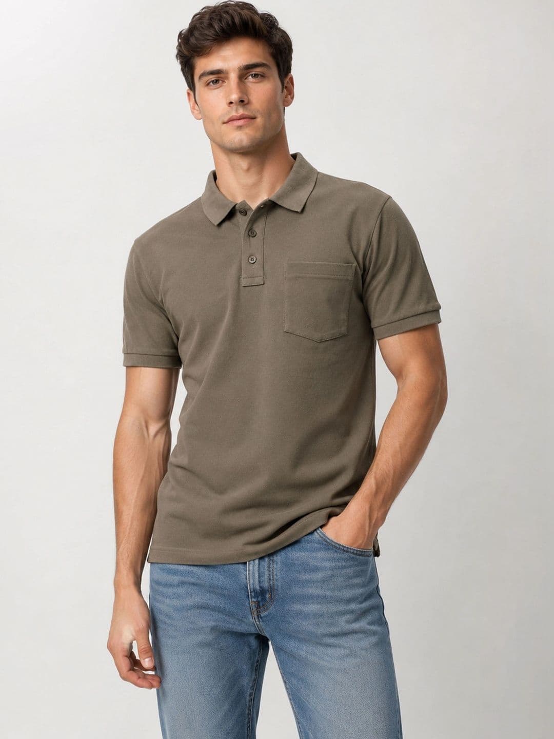 Mast & Harbour Men Polo Collar Pure Cotton Pockets T-shirt - view 1