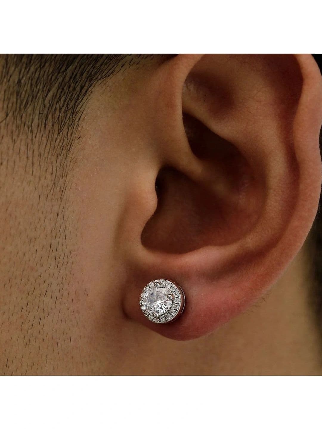 SALTY Men Silver-Plated Stainless Steel Circular Shaped Stud Earrings - view 1